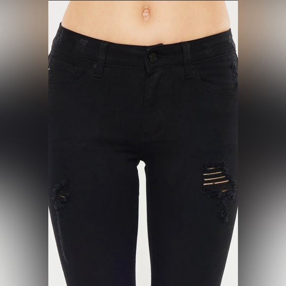 KanCan Black Distressed Brianna Mid Rise Ankle Skinny Jeans Size 30 - Picture 15 of 16